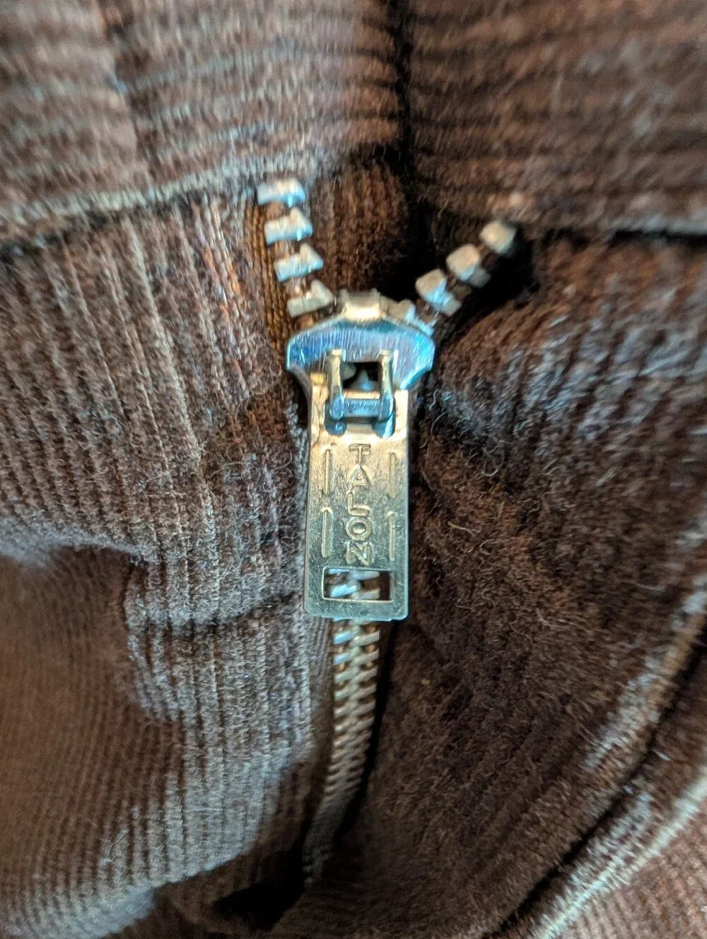 Vintage 70s Brown Corduroy Pants Mens Straight Leg Talon Zipper Trousers Cords